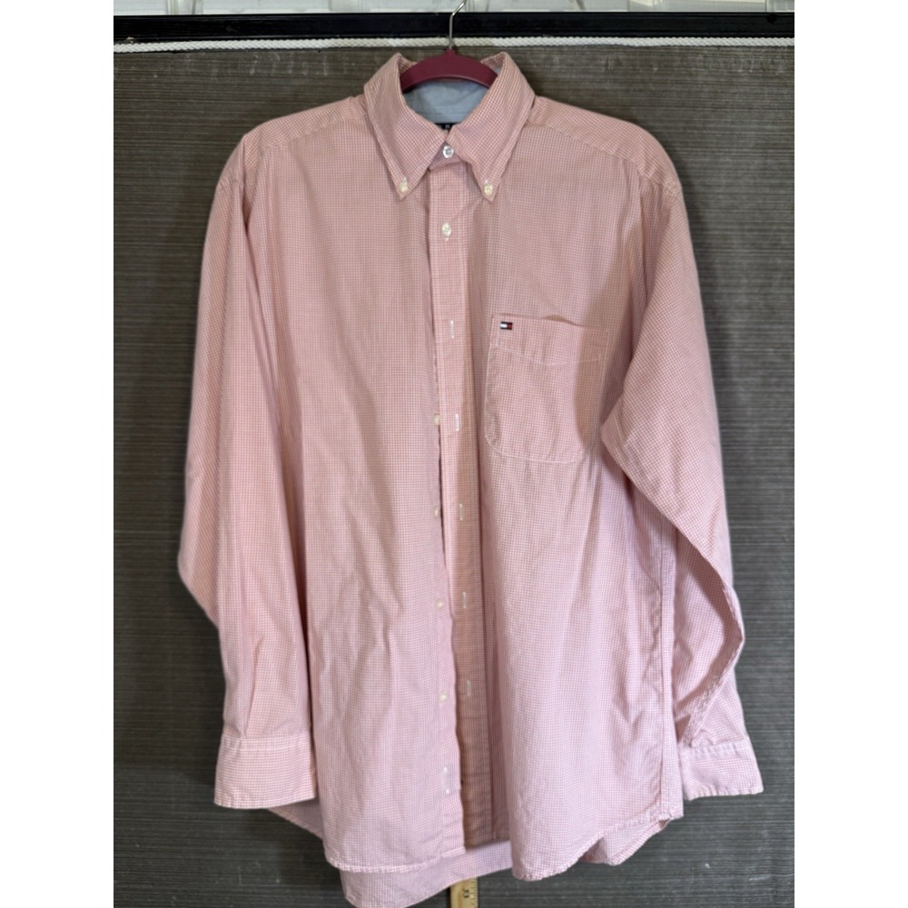 Vintage Tommy Hilfiger Classic Fit  Button-Up Men's Shirt - Size M Orange Check